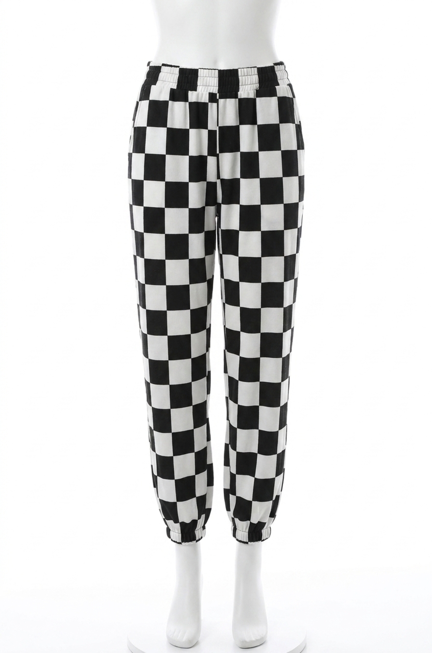 NEW AMPERSAND AVE checkered joggers in black jack